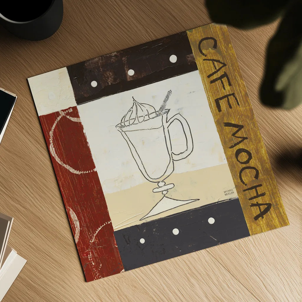 Urban Coffee I by Michael Mullan. Shown as a detailed flat fine art print, highlighting archival giclee quality. Available as an archival giclee rolled canvas, fine art paper, or poster print. SKU 3679a.