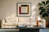 Urban Coffee II by Michael Mullan. Displayed in a glass frame with matte in a clean modern living room. Available as an archival giclee rolled canvas, fine art paper, or poster print. SKU 3680a.
