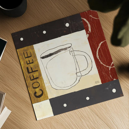 Urban Coffee III by Michael Mullan. Shown as a detailed flat fine art print, highlighting archival giclee quality. Available as an archival giclee rolled canvas, fine art paper, or poster print. SKU 3681a.