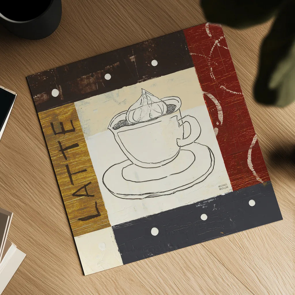 Urban Coffee IV by Michael Mullan. Shown as a detailed flat fine art print, highlighting archival giclee quality. Available as an archival giclee rolled canvas, fine art paper, or poster print. SKU 3682a.