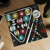Vegas Pool Hall by Michael Mullan. Shown as a detailed flat fine art print, highlighting archival giclee quality. Available as an archival giclee rolled canvas, fine art paper, or poster print. SKU 8967a.