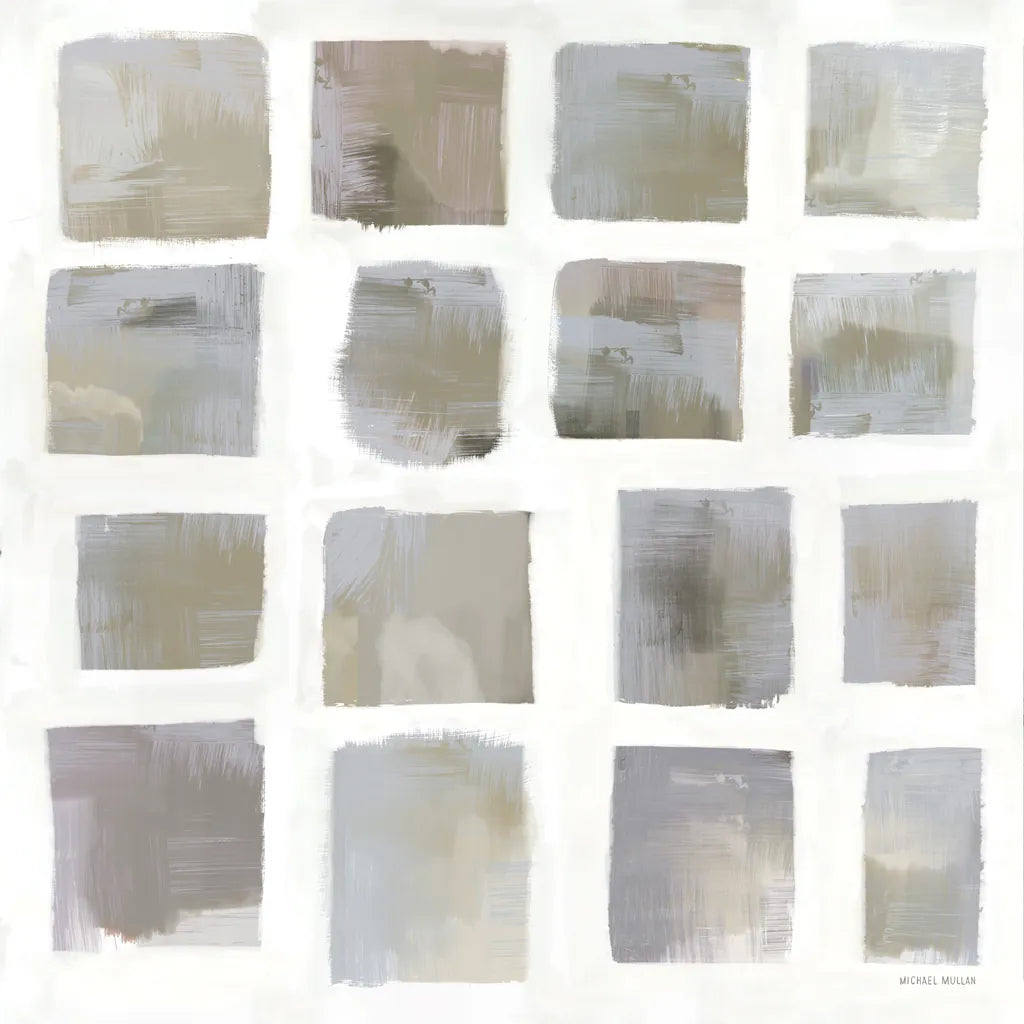 Vibrations Square I Cool Neutral by Michael Mullan. SKU 95198a. Archival Giclee Fine art print for wall decor.