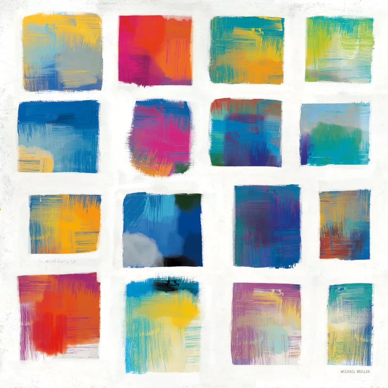 Vibrations Square I White by Michael Mullan. SKU 51332a. Archival Giclee Fine art print for wall decor.