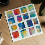 Vibrations Square I White by Michael Mullan. Shown as a detailed flat fine art print, highlighting archival giclee quality. Available as an archival giclee rolled canvas, fine art paper, or poster print. SKU 51332a.