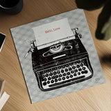Vintage Analog Typewriter by Michael Mullan. Shown as a detailed flat fine art print, highlighting archival giclee quality. Available as an archival giclee rolled canvas, fine art paper, or poster print. SKU 12408a.