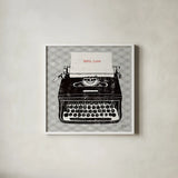 Vintage Analog Typewriter by Michael Mullan. Shown in a crisp white glass frame for a clean and minimalist style. Available as an archival giclee rolled canvas, fine art paper, or poster print. SKU 12408a.