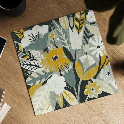 Vintage Bouquet Yellow Crop by Michael Mullan. Shown as a detailed flat fine art print, highlighting archival giclee quality. Available as an archival giclee rolled canvas, fine art paper, or poster print. SKU 12550a.