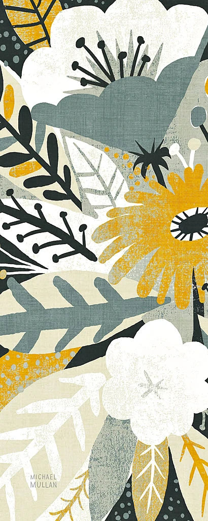 Vintage Bouquet Yellow Panel I by Michael Mullan