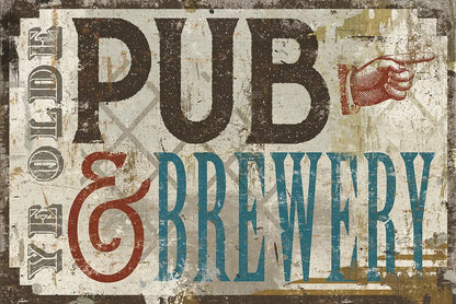 Vintage Pub Brewery Sign by Michael Mullan. SKU 51290i. Archival Giclee Fine art print for wall decor.