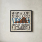 Virginia by Michael Mullan. Shown in a sleek black glass frame for a contemporary gallery look. Available as an archival giclee rolled canvas, fine art paper, or poster print. SKU 18075a.