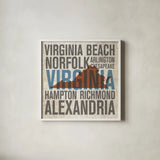 Virginia by Michael Mullan. Shown in a crisp white glass frame for a clean and minimalist style. Available as an archival giclee rolled canvas, fine art paper, or poster print. SKU 18075a.