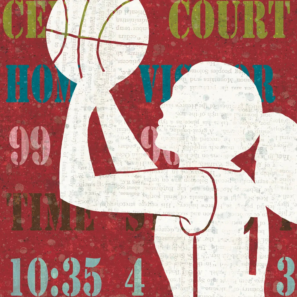 Womens Scoreboard Basketball by Michael Mullan. SKU 50804a. Archival Giclee Fine art print for wall decor.