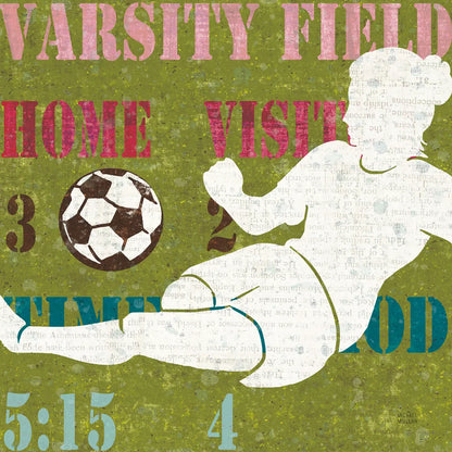 Womens Scoreboard Soccer by Michael Mullan. SKU 50805a. Archival Giclee Fine art print for wall decor.