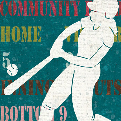 Womens Scoreboard Softball by Michael Mullan. SKU 50806a. Archival Giclee Fine art print for wall decor.