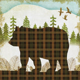 Woodland Dwellers Bear Plaid Light by Michael Mullan. SKU 41746a. Archival Giclee Fine art print for wall decor.