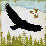 Woodland Dwellers Black Eagle by Michael Mullan. SKU 50494a. Archival Giclee Fine art print for wall decor.