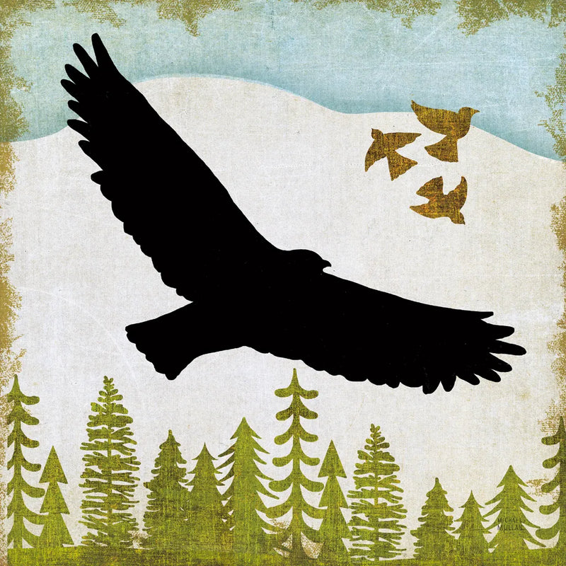 Woodland Dwellers Black Eagle by Michael Mullan. SKU 50494a. Archival Giclee Fine art print for wall decor.