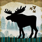 Woodland Dwellers Black Moose Plaid by Michael Mullan. SKU 50495a. Archival Giclee Fine art print for wall decor.