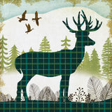 Woodland Dwellers Deer Plaid by Michael Mullan. SKU 50497a. Archival Giclee Fine art print for wall decor.