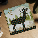 Woodland Dwellers Deer Stripes by Michael Mullan. Shown as a detailed flat fine art print, highlighting archival giclee quality. Available as an archival giclee rolled canvas, fine art paper, or poster print. SKU 41747a.