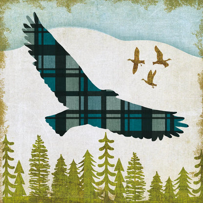 Woodland Dwellers Eagle Plaid by Michael Mullan. SKU 50498a. Archival Giclee Fine art print for wall decor.