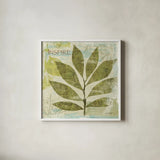 Woodland Thoughts II by Michael Mullan. Shown in a crisp white glass frame for a clean and minimalist style. Available as an archival giclee rolled canvas, fine art paper, or poster print. SKU 4537a.
