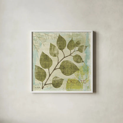 Woodland Thoughts III by Michael Mullan. Shown in a crisp white glass frame for a clean and minimalist style. Available as an archival giclee rolled canvas, fine art paper, or poster print. SKU 4538a.