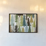 Woodland Trees by Michael Mullan. shown as a paper print in a black flame. Available as a archival giclee rolled canvas, fine art paper, or poster print. SKU 50500i.