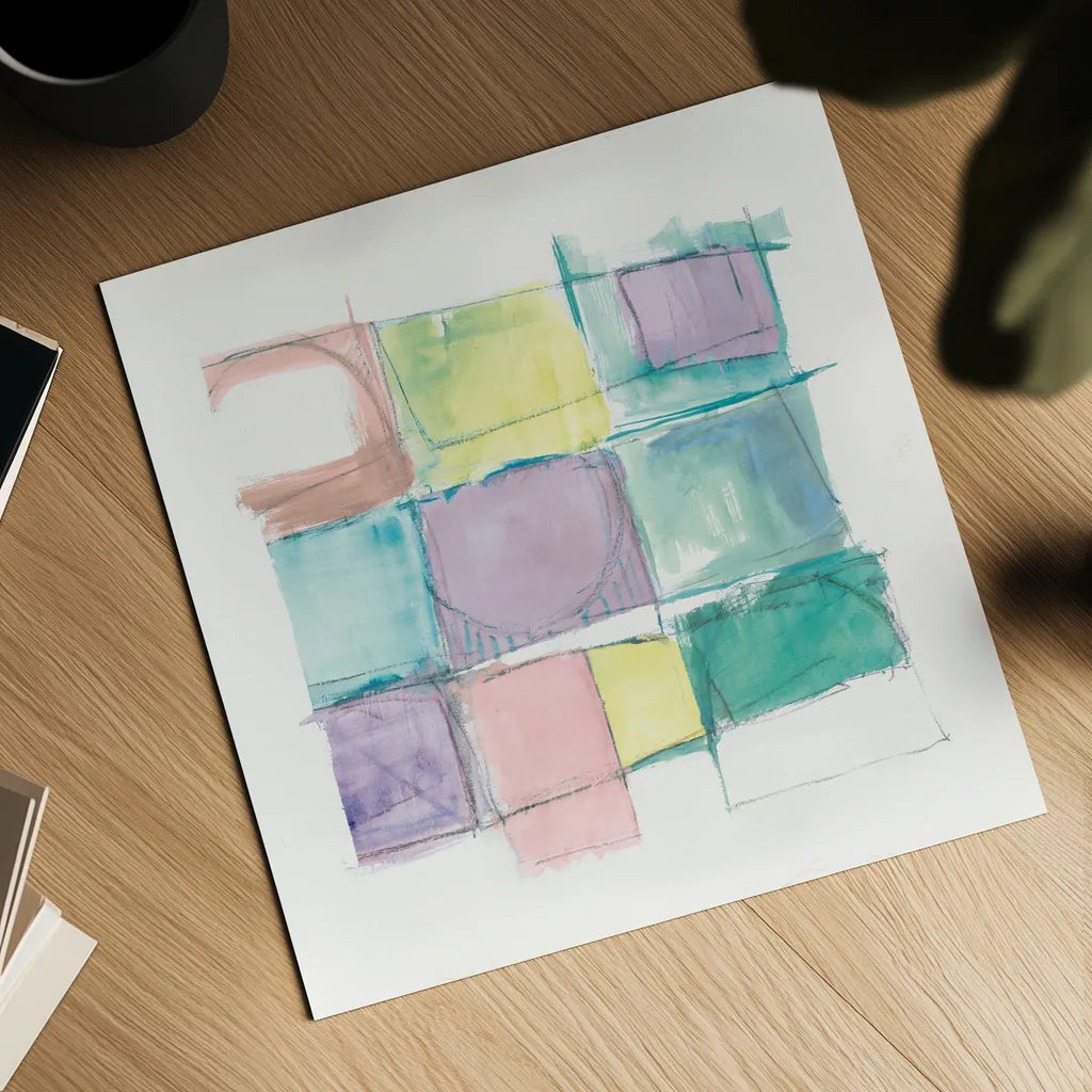 131 West 3rd Street Sq II on White Pastel by Mike Schick. Shown as a detailed flat fine art print, highlighting archival giclee quality. Available as an archival giclee rolled canvas, fine art paper, or poster print. SKU 51980a.