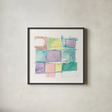 131 West 3rd Street Sq II on White Pastel by Mike Schick. Shown in a sleek black glass frame for a contemporary gallery look. Available as an archival giclee rolled canvas, fine art paper, or poster print. SKU 51980a.