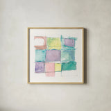 131 West 3rd Street Sq II on White Pastel by Mike Schick. Shown in a natural wood glass frame for a timeless modern aesthetic. Available as an archival giclee rolled canvas, fine art paper, or poster print. SKU 51980a.