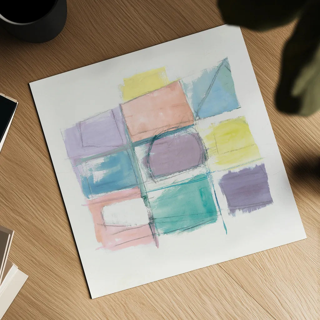 131 West 3rd Street Sq III on White Pastel by Mike Schick. Shown as a detailed flat fine art print, highlighting archival giclee quality. Available as an archival giclee rolled canvas, fine art paper, or poster print. SKU 51981a.
