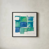 131 West 3rd Street Square II on White by Mike Schick. Shown in a sleek black glass frame for a contemporary gallery look. Available as an archival giclee rolled canvas, fine art paper, or poster print. SKU 25705a.