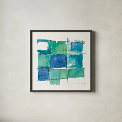 131 West 3rd Street Square II on White by Mike Schick. Shown in a sleek black glass frame for a contemporary gallery look. Available as an archival giclee rolled canvas, fine art paper, or poster print. SKU 25705a.