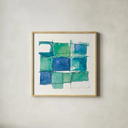 131 West 3rd Street Square II on White by Mike Schick. Shown in a natural wood glass frame for a timeless modern aesthetic. Available as an archival giclee rolled canvas, fine art paper, or poster print. SKU 25705a.