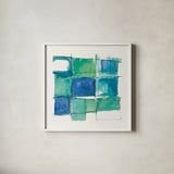 131 West 3rd Street Square II on White by Mike Schick. Shown in a crisp white glass frame for a clean and minimalist style. Available as an archival giclee rolled canvas, fine art paper, or poster print. SKU 25705a.