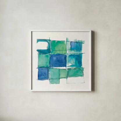 131 West 3rd Street Square II on White by Mike Schick. Shown in a crisp white glass frame for a clean and minimalist style. Available as an archival giclee rolled canvas, fine art paper, or poster print. SKU 25705a.