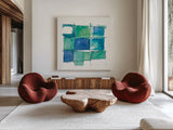 131 West 3rd Street Square II on White by Mike Schick. Shown as extra-large giant wall art in a modern living room. Available as an archival giclee rolled canvas, fine art paper, or poster print. SKU 25705a.