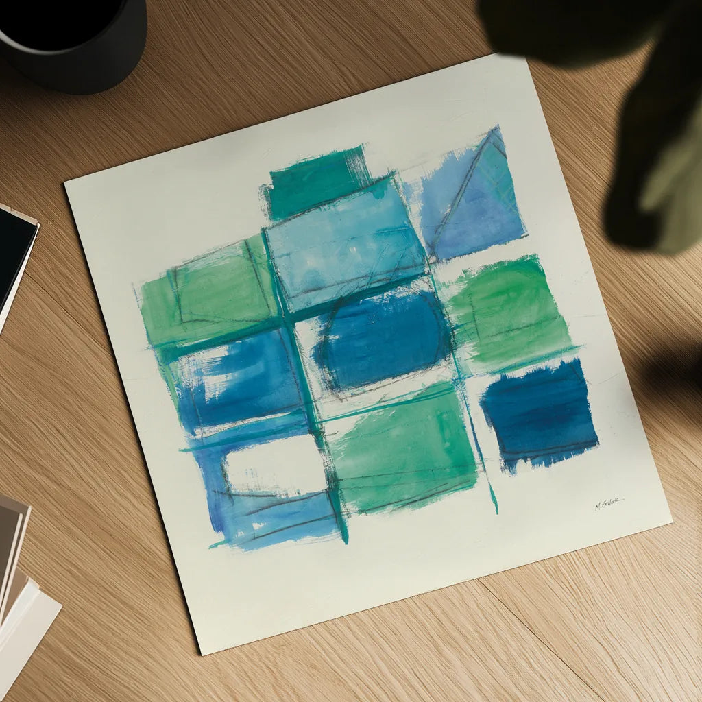 131 West 3rd Street Square III by Mike Schick. Shown as a detailed flat fine art print, highlighting archival giclee quality. Available as an archival giclee rolled canvas, fine art paper, or poster print. SKU 16624a.