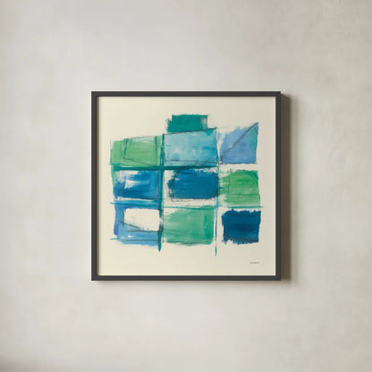 131 West 3rd Street Square III by Mike Schick. Shown in a sleek black glass frame for a contemporary gallery look. Available as an archival giclee rolled canvas, fine art paper, or poster print. SKU 16624a.