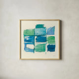 131 West 3rd Street Square III by Mike Schick. Shown in a natural wood glass frame for a timeless modern aesthetic. Available as an archival giclee rolled canvas, fine art paper, or poster print. SKU 16624a.