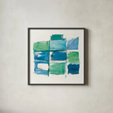 131 West 3rd Street Square III on White by Mike Schick. Shown in a sleek black glass frame for a contemporary gallery look. Available as an archival giclee rolled canvas, fine art paper, or poster print. SKU 25706a.