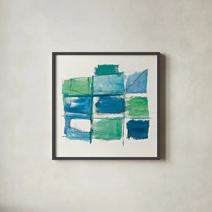 131 West 3rd Street Square III on White by Mike Schick. Shown in a sleek black glass frame for a contemporary gallery look. Available as an archival giclee rolled canvas, fine art paper, or poster print. SKU 25706a.