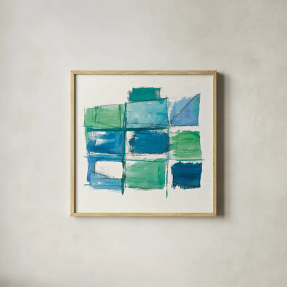 131 West 3rd Street Square III on White by Mike Schick. Shown in a natural wood glass frame for a timeless modern aesthetic. Available as an archival giclee rolled canvas, fine art paper, or poster print. SKU 25706a.