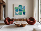 131 West 3rd Street Square III on White by Mike Schick. Shown as extra-large giant wall art in a modern living room. Available as an archival giclee rolled canvas, fine art paper, or poster print. SKU 25706a.