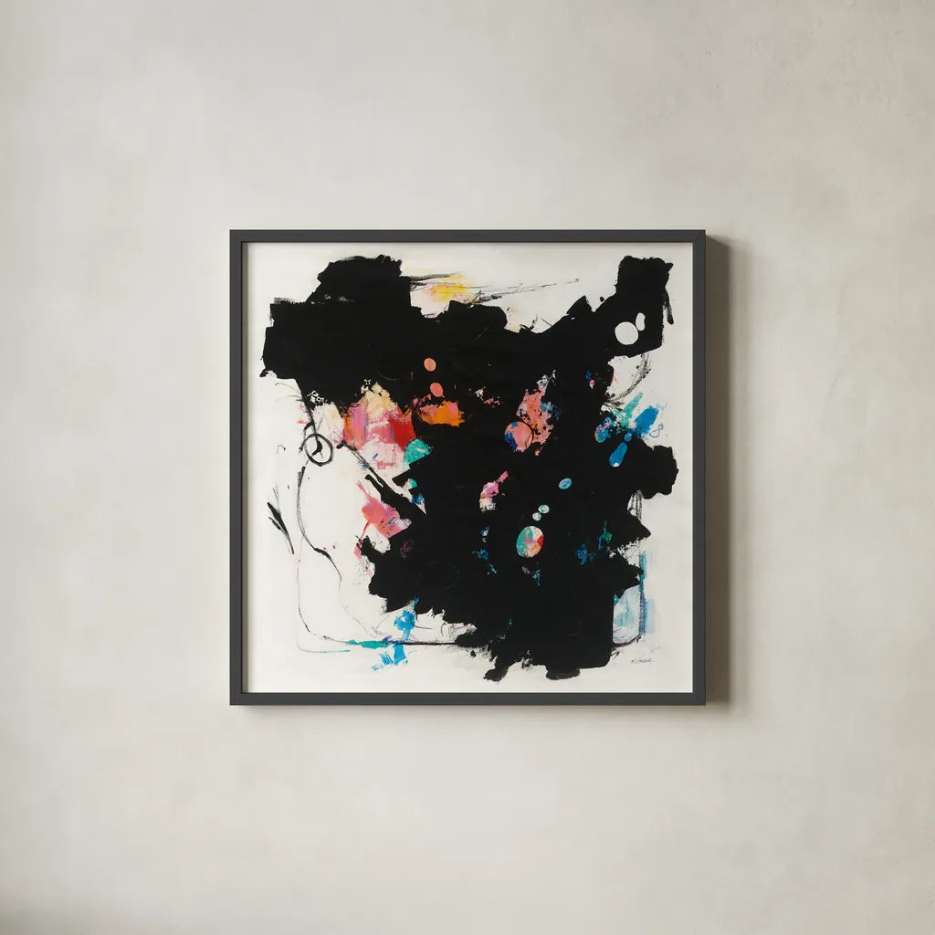 Abstract Redacted by Mike Schick. Shown in a sleek black glass frame for a contemporary gallery look. Available as an archival giclee rolled canvas, fine art paper, or poster print. SKU 50545a.