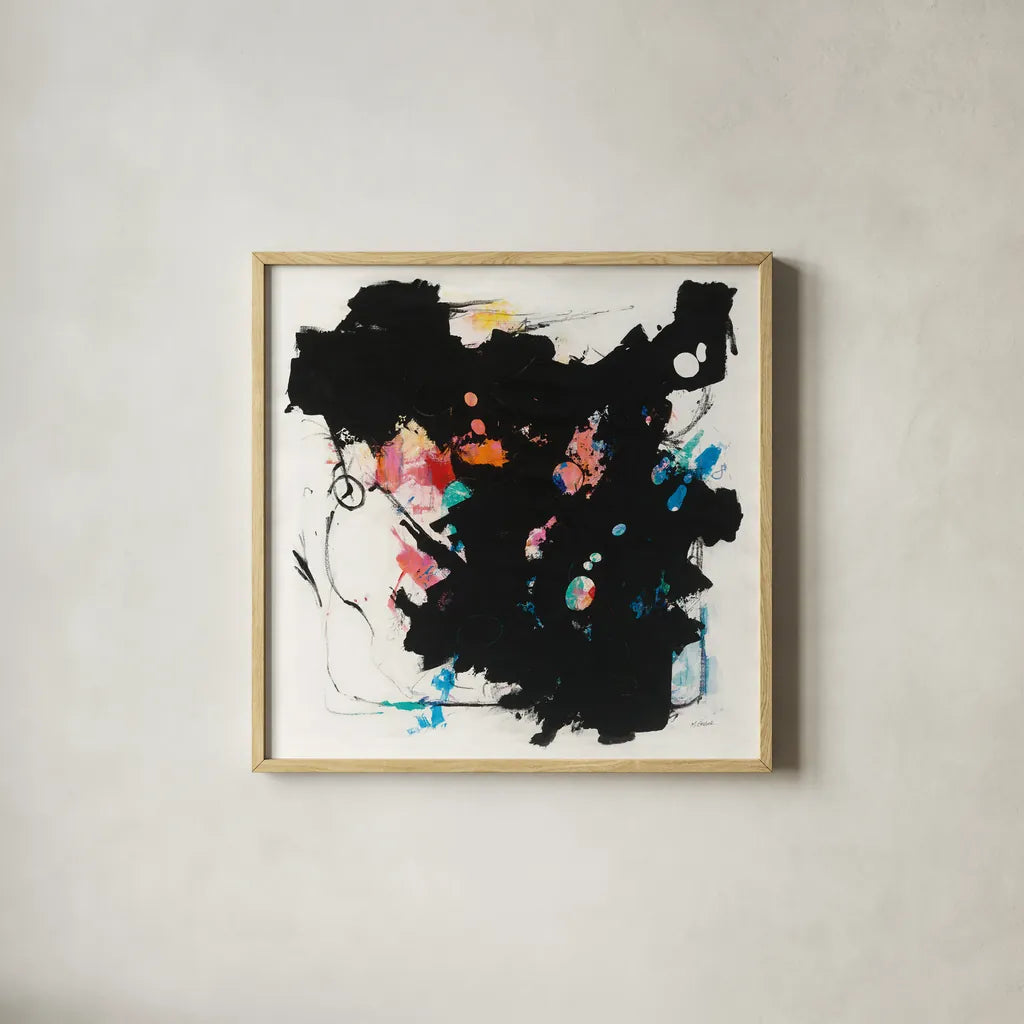 Abstract Redacted by Mike Schick. Shown in a natural wood glass frame for a timeless modern aesthetic. Available as an archival giclee rolled canvas, fine art paper, or poster print. SKU 50545a.