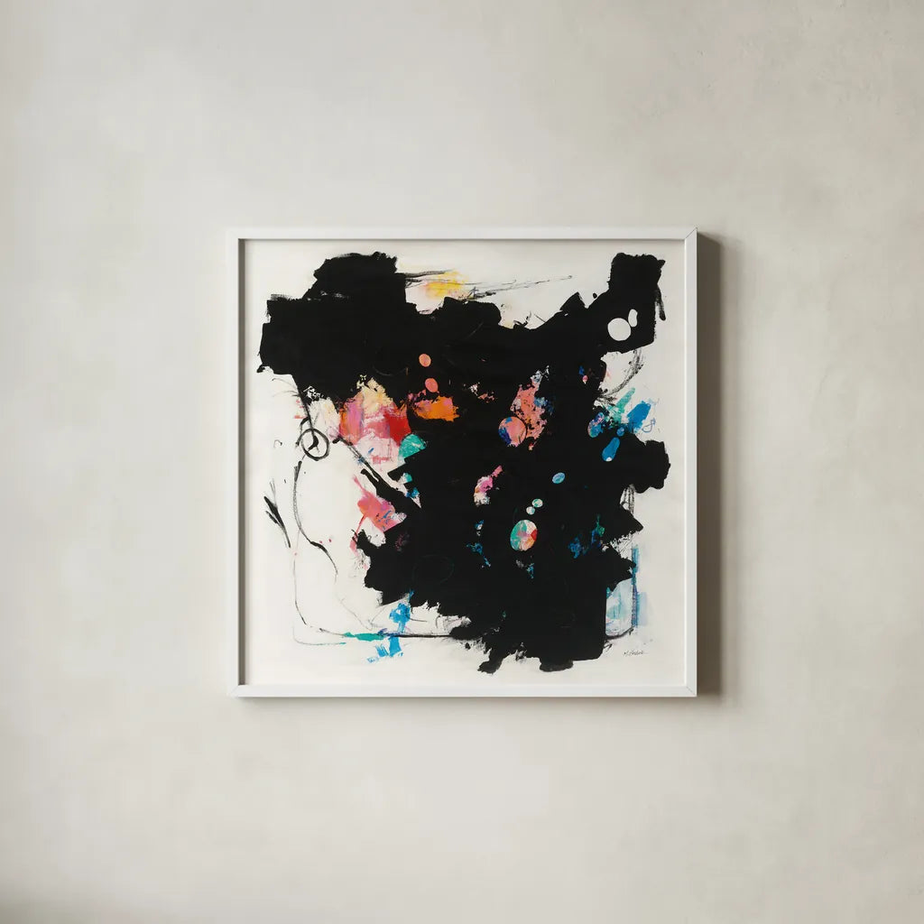 Abstract Redacted by Mike Schick. Shown in a crisp white glass frame for a clean and minimalist style. Available as an archival giclee rolled canvas, fine art paper, or poster print. SKU 50545a.