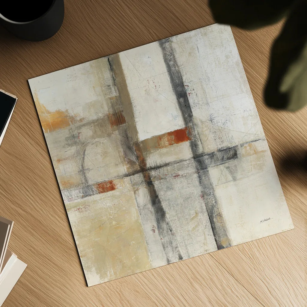 Aerial View I White by Mike Schick. Shown as a detailed flat fine art print, highlighting archival giclee quality. Available as an archival giclee rolled canvas, fine art paper, or poster print. SKU 24297a.