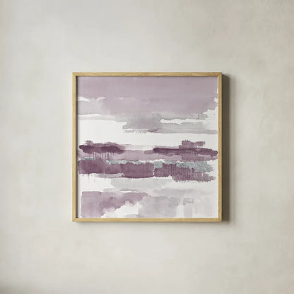 Amethyst Wetlands with Silver by Mike Schick. Shown in a natural wood glass frame for a timeless modern aesthetic. Available as an archival giclee rolled canvas, fine art paper, or poster print. SKU 24298a.